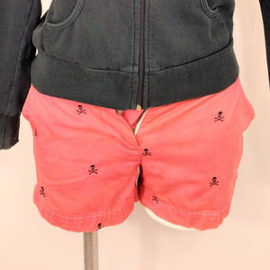 J. Crew Chino pale rust-red skull pocket shorts back button